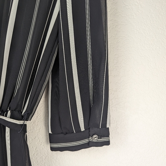 Vintage 80s Striped Dress Peter Pan Collar Wednesday Addams Dark Academia - Picture 8 of 15